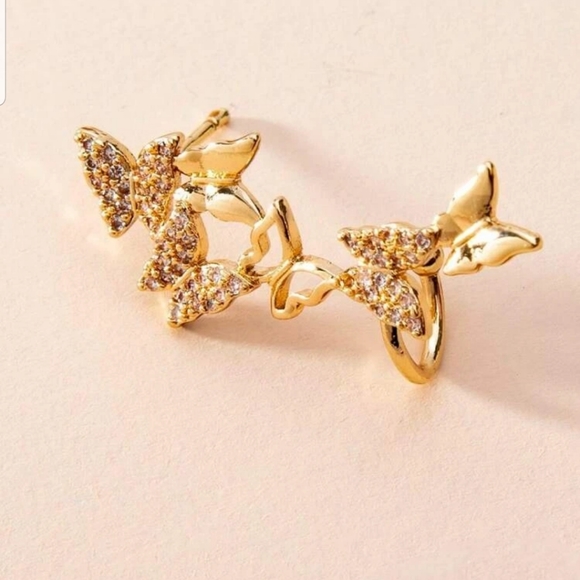 *Cheryl* Butterfly Post and Cuff earrings - Picture 2 of 2